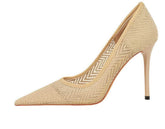 Geometric Designed Mesh Stiletto Heels EU 33 / Wheat / 9.5CM